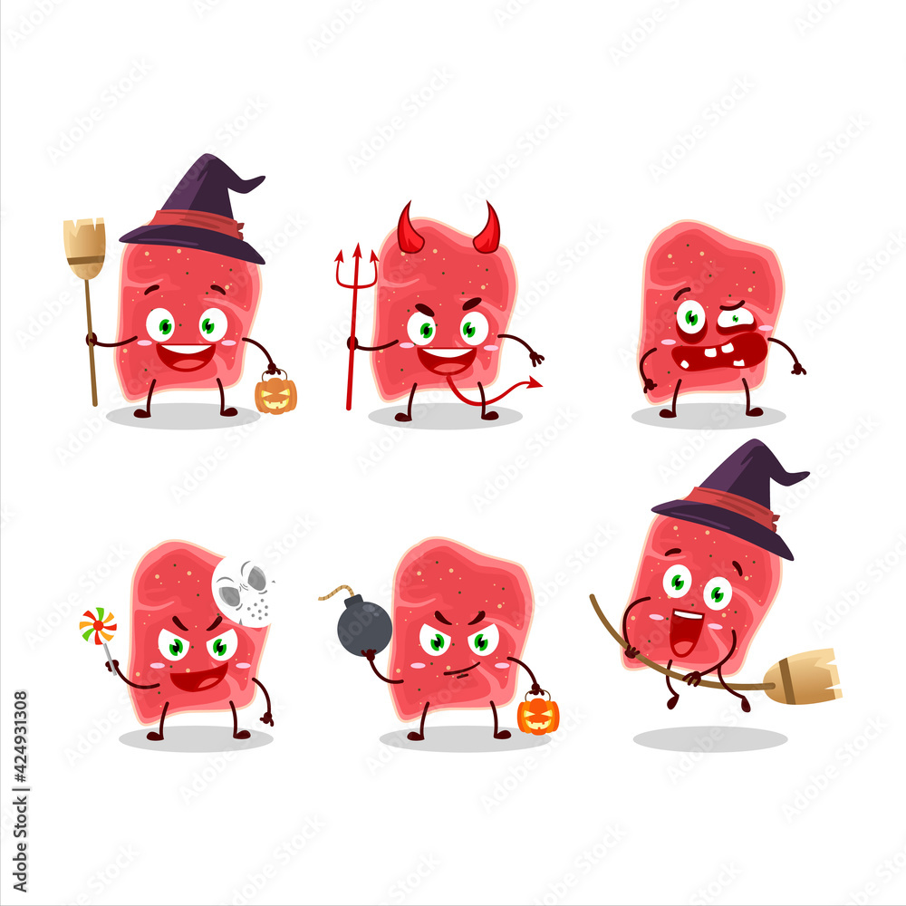 Halloween expression emoticons with cartoon character of sirloin