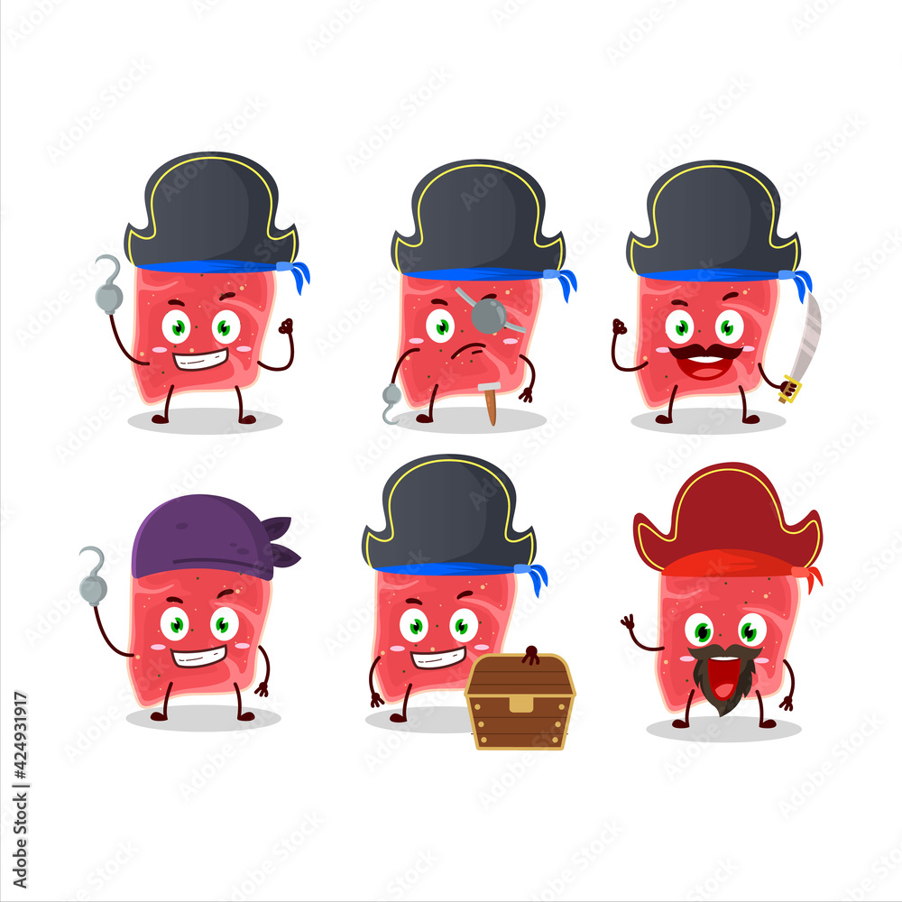 Cartoon character of sirloin with various pirates emoticons Cartoon character of sirloin with various pirates emoticons
