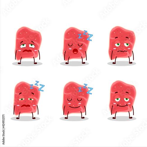 Cartoon character of sirloin with sleepy expression