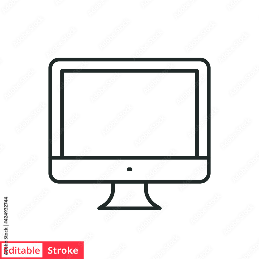 Monitor line icon. Simple outline style. Screen, tv, desktop computer display concept. Vector illustration isolated on white background. Editable stroke EPS 10. Monitor line icon. Simple outline style. Screen, tv, desktop computer display concept. Vector illustration isolated on white background. Editable stroke EPS 10.