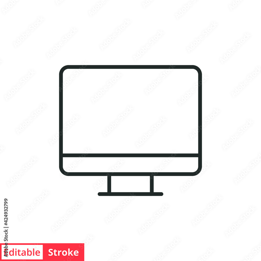 Monitor line icon. Simple outline style. Screen, tv, desktop computer display concept. Vector illustration isolated on white background. Editable stroke EPS 10. Monitor line icon. Simple outline style. Screen, tv, desktop computer display concept. Vector illustration isolated on white background. Editable stroke EPS 10.