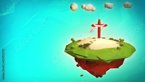 Low Poly 4K Easter concept Calvary hill Christ was crucified Jesus is risen Crown of thorns Golgotha Stone of Anointing Jesus