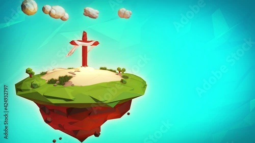 Low Poly 4K Easter concept Calvary hill Christ was crucified Jesus is risen Crown of thorns Golgotha Stone of Anointing Jesus