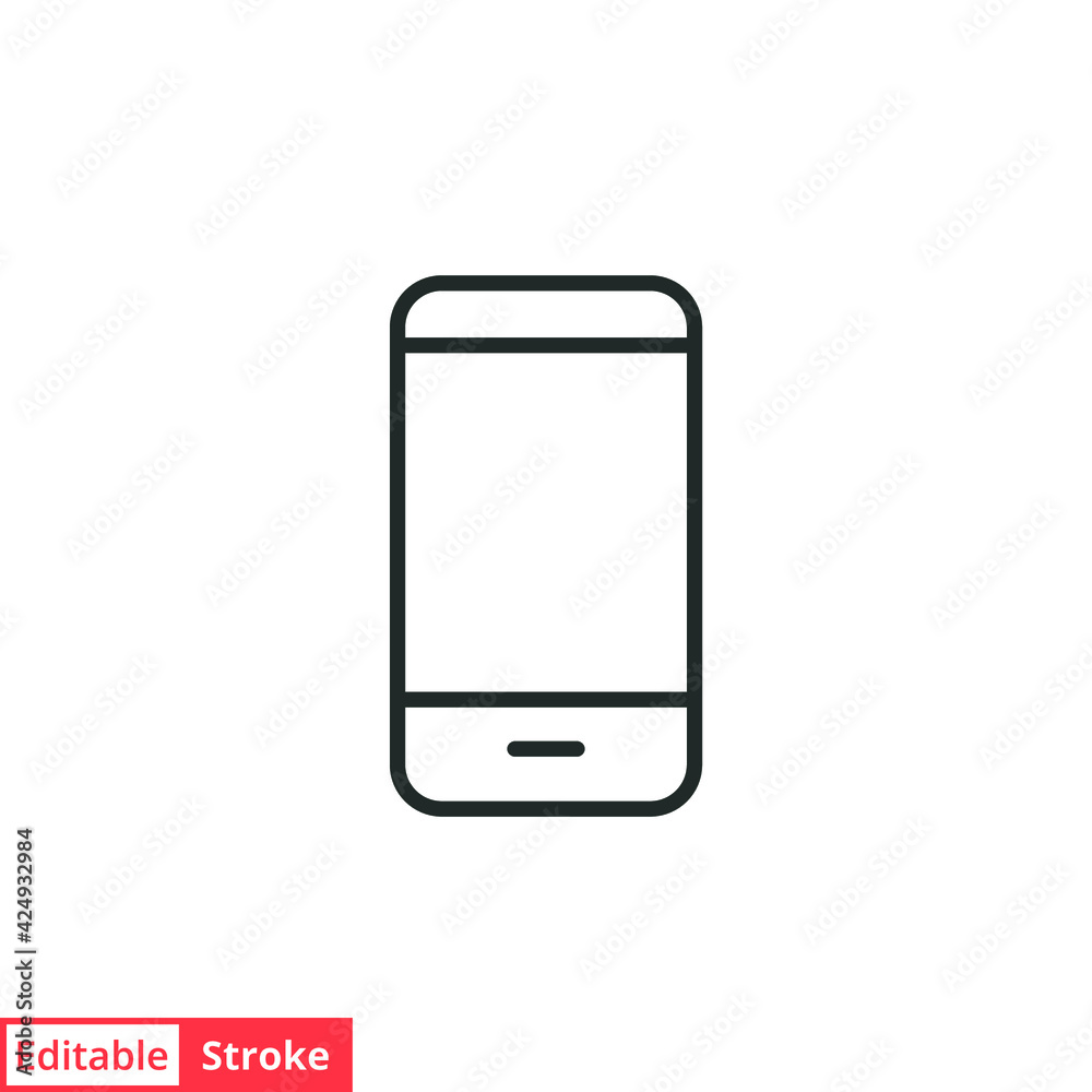 Mobile phone line icon. Simple outline style. Minimal smartphone, telephone, cell phone concept. Vector illustration isolated on white background. Editable stroke EPS 10. Mobile phone line icon. Simple outline style. Minimal smartphone, telephone, cell phone concept. Vector illustration isolated on white background. Editable stroke EPS 10.