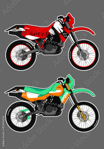 Sports bike motorcycle decal design template vector