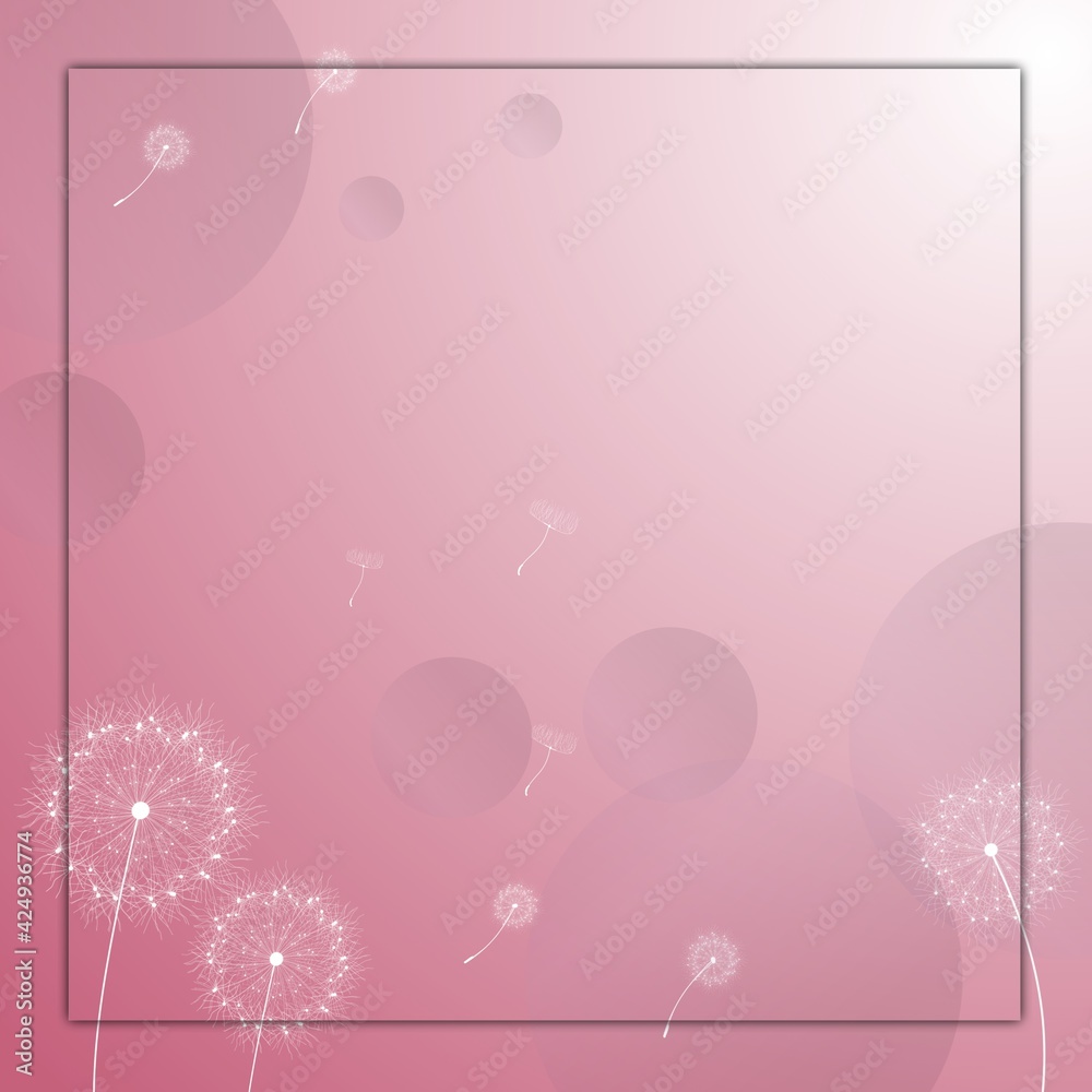 Abstract pink background with dandelion