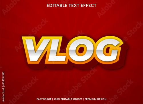 vlog text effect template design with bold style and abstract background use for business brand logo and sticker