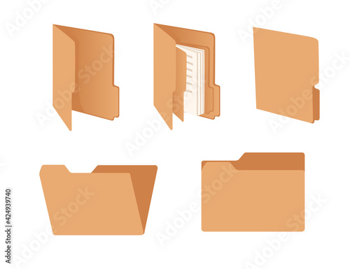 Office supplies hard cardboard folders with iron rings office accessories vector illustration on white background