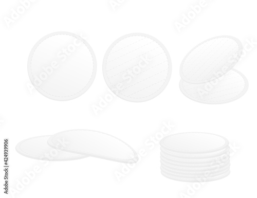 Set of cotton pads skin care hygiene products vector illustration isolated on white background