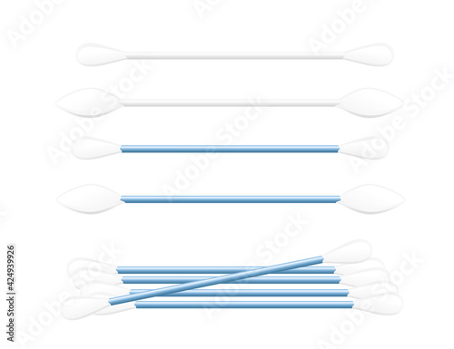 Cotton swabs ear stick buds healthy hygiene for human vector illustration on white background