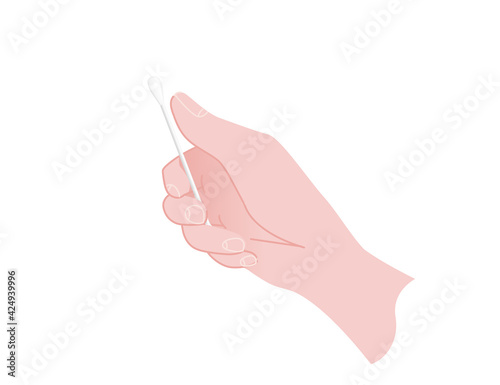 Hand hold cotton swabs ear stick buds healthy hygiene for human vector illustration on white background