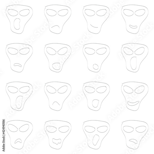 Abstract vector faces symbol. Sketch. Hand drawn.