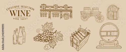 Vintage set of wine objects.