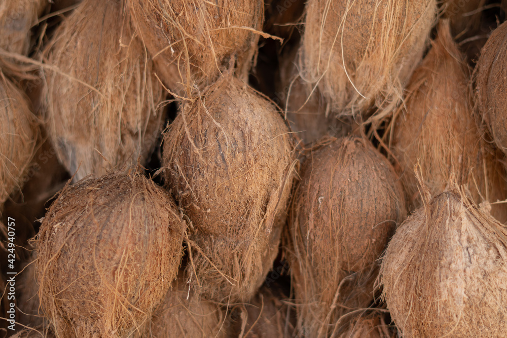 close up of coconut in market close up of coconut in market