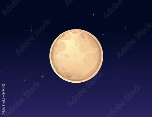 Solar system space object planet Mercury vector illustration on deep sky background