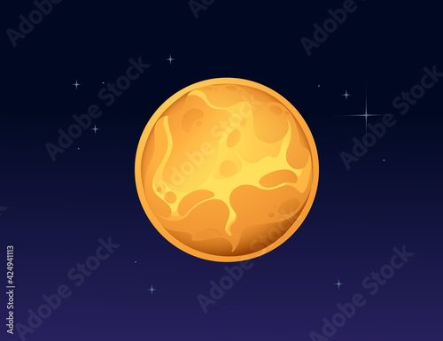 Solar system space object planet Venus vector illustration on deep sky background
