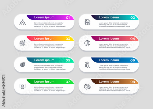 Template infographic element design with 8 steps