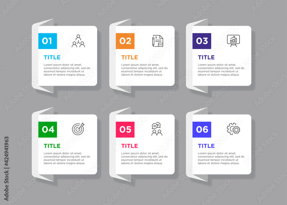 Minimalist business infographic element with 6 steps Minimalist business infographic element with 6 steps