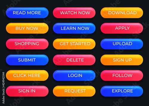 Modern web buttons pack with different color