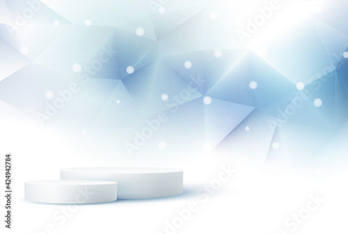Abstract geometric background with transparent triangles. Vector illustration. Brochure design 3D stage for displaying cosmetic product