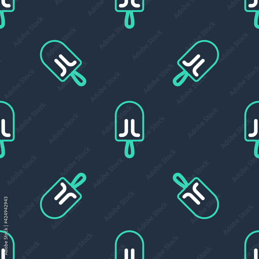 Line Ice cream icon isolated seamless pattern on black background. Sweet symbol. Vector