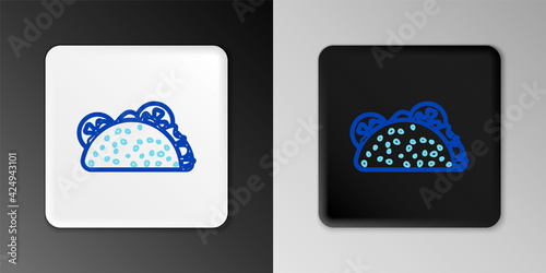 Line Taco with tortilla icon isolated on grey background. Traditional mexican fast food. Colorful outline concept. Vector