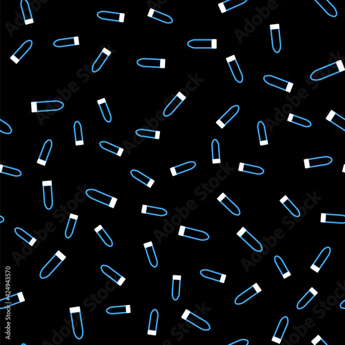 Line Dildo vibrator for sex games icon isolated seamless pattern on black background. Sex toy for adult. Vaginal exercise machines for intimate. Vector