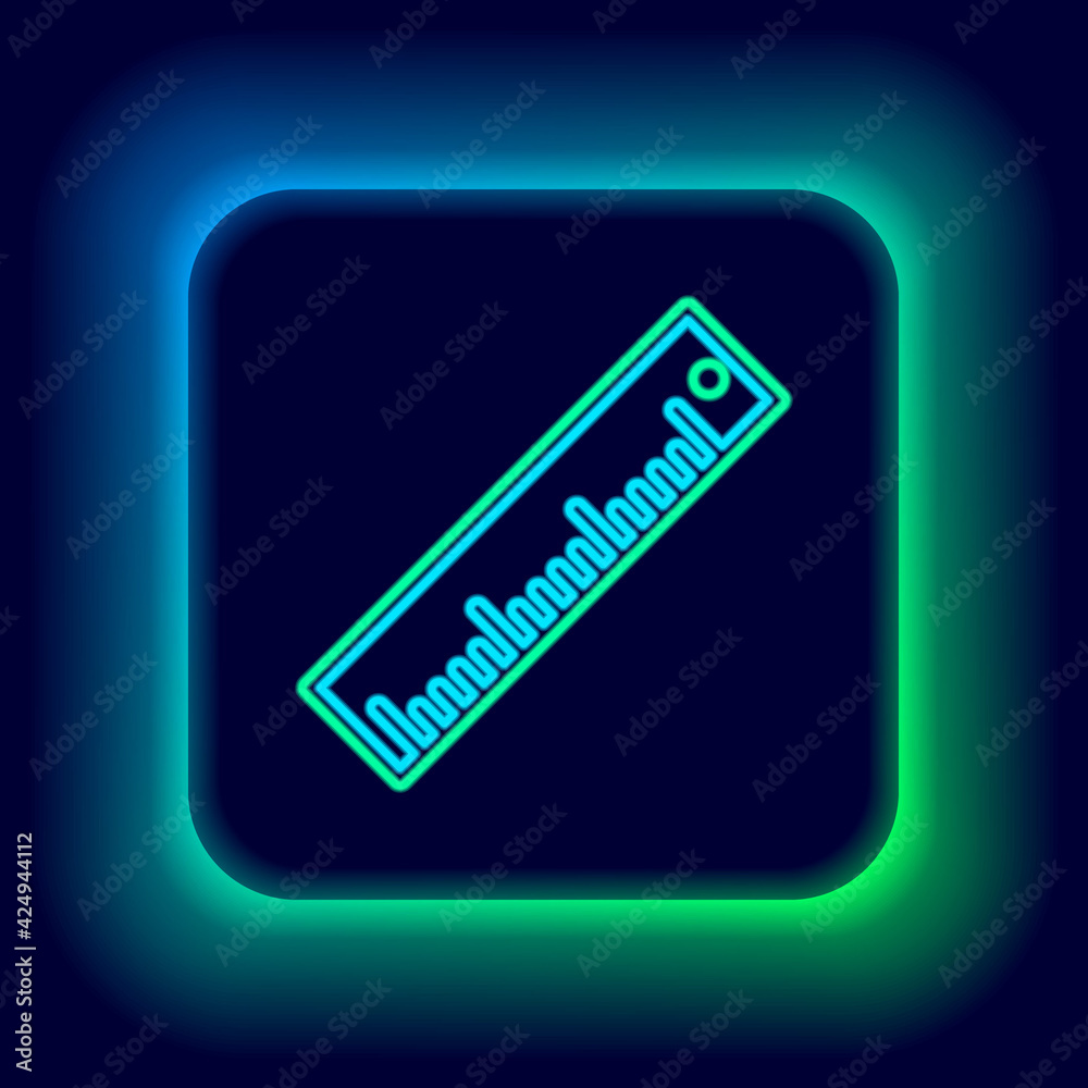 Glowing neon line Ruler icon isolated on black background. Straightedge symbol. Colorful outline concept. Vector Glowing neon line Ruler icon isolated on black background. Straightedge symbol. Colorful outline concept. Vector