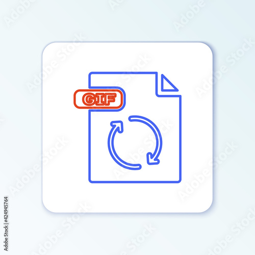 Line GIF file document. Download gif button icon isolated on white background. GIF file symbol. Colorful outline concept. Vector