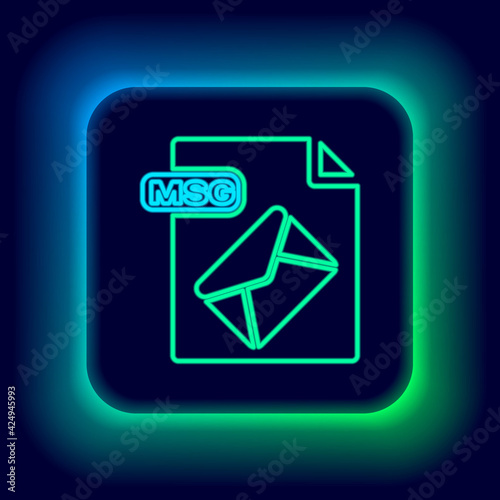 Glowing neon line MSG file document. Download msg button icon isolated on black background. MSG file symbol. Colorful outline concept. Vector