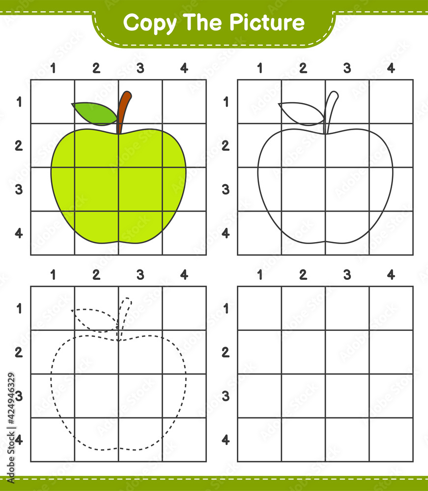 Copy the picture, copy the picture of Apple using grid lines