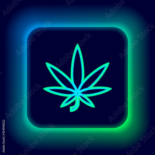 Glowing neon line Medical marijuana or cannabis leaf icon isolated on black background. Hemp symbol. Colorful outline concept. Vector