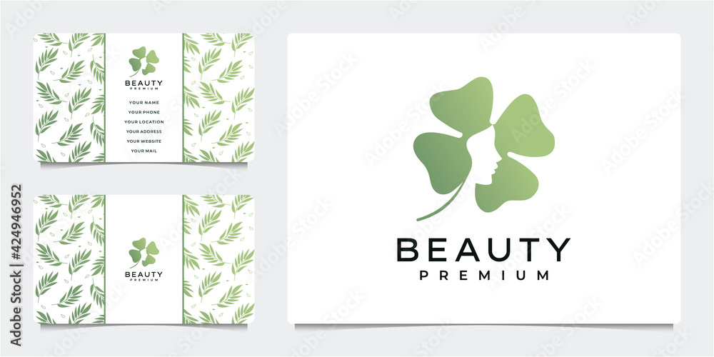 abstract logo woman logo with business card