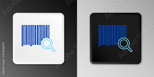 Line Search barcode icon isolated on grey background. Magnifying glass searching barcode. Barcode label sticker. Research barcode. Colorful outline concept. Vector © vector_v