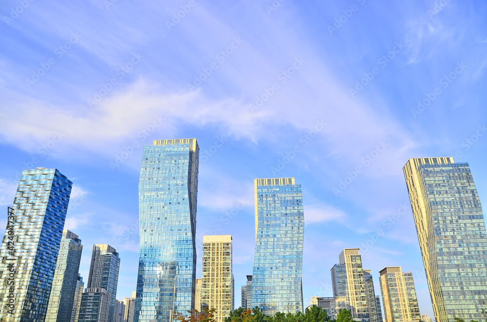 Fototapeta Buildings in Songdo Central Park, Incheon, Korea
