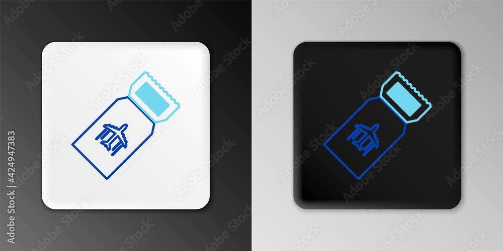 Line Airline ticket icon isolated on grey background. Plane ticket. Colorful outline concept. Vector Line Airline ticket icon isolated on grey background. Plane ticket. Colorful outline concept. Vector