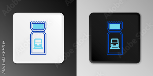 Line Train ticket icon isolated on grey background. Travel by railway. Colorful outline concept. Vector