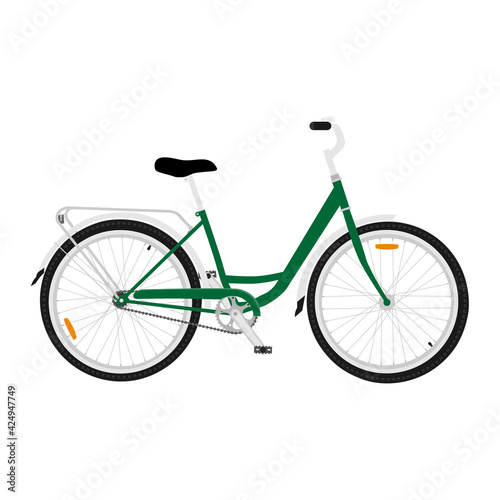 Green mountainbike bicycle isolated on white background