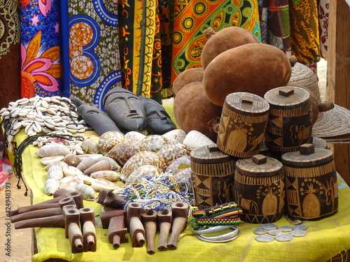 Madagascar crafts lined up in souvenir shops in Arboretum d'Antsokay (Toliara, Madagascar) photo