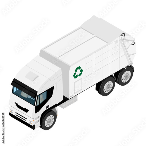 Garbage truck isolated on white background