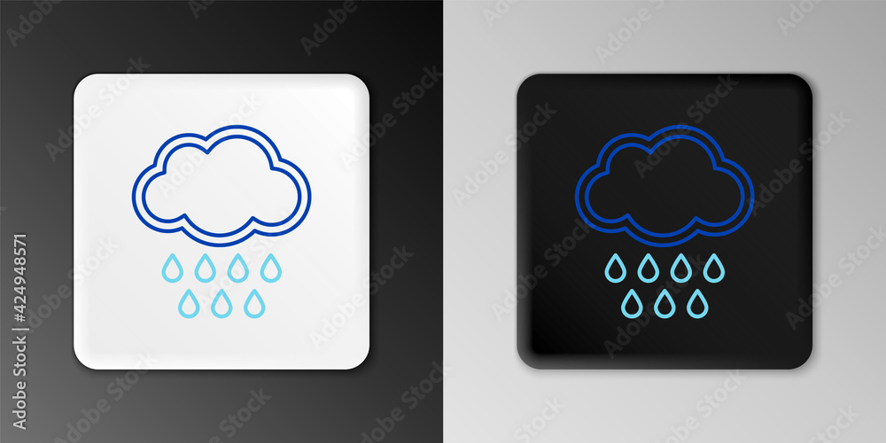 Line Cloud with rain icon isolated on grey background. Rain cloud precipitation with rain drops. Colorful outline concept. Vector Line Cloud with rain icon isolated on grey background. Rain cloud precipitation with rain drops. Colorful outline concept. Vector