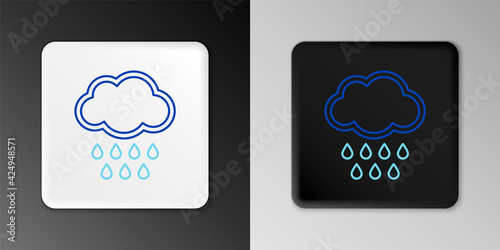 Line Cloud with rain icon isolated on grey background. Rain cloud precipitation with rain drops. Colorful outline concept. Vector