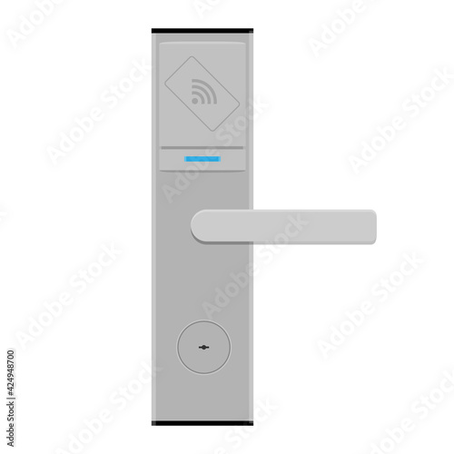 Smart card door key lock system in hotel isolated on white background.