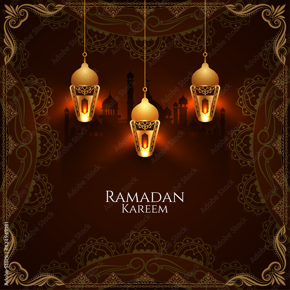 Stylish glowing lanterns Ramadan Kareem festival card Stylish glowing lanterns Ramadan Kareem festival card