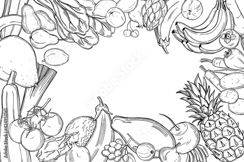 Vector background with  hand drawn vegetables. Sketch  illustration