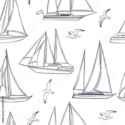Yachts. Vector pattern
