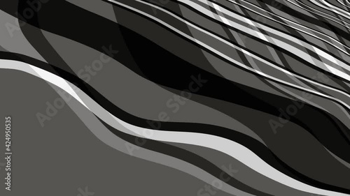 Wallpaper Mural Wave movement of black and white stripes on a gray background Torontodigital.ca