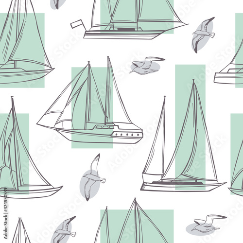 Yachts. Vector  pattern