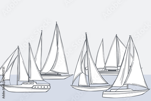 Yachts. Vector  background