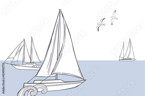 Yachts. Vector  background